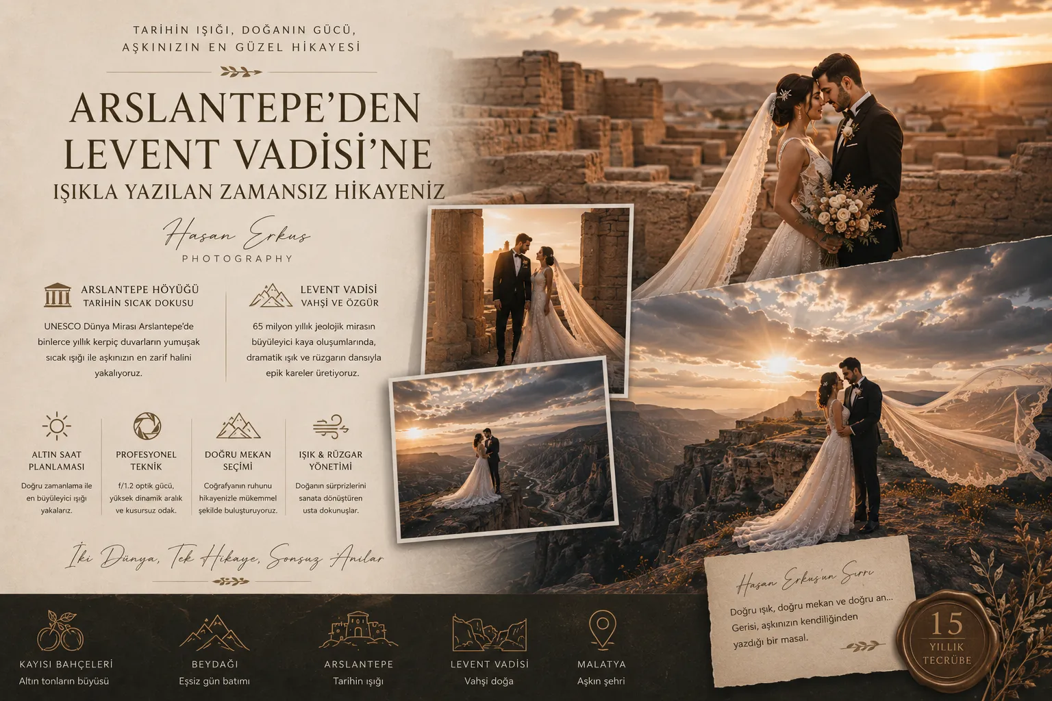 Arslantepe'den Levent Vadisi'ne: Malatya'da Masalsı Bir Düğün Hikayesi İçin Rota ve Işık Rehberi
